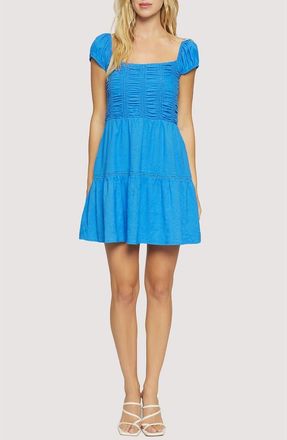 Lost + Wander Zaffiro Shirred Tiered Minidress in Royal Blue at Nordstrom, Size X-Small