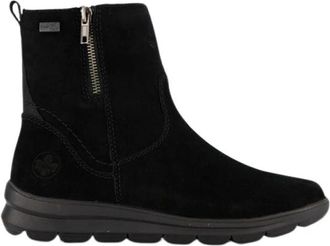 Rieker Elegante Zwarte Enkelboot - Dames - Enkellaarsjes - Zwart - 40 EU - Leer - Schoenen
