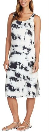 Matty M Sleeveless Tank Dress In Black Tie Dye