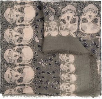 Zadig&Voltaire Sciarpa con frange e stampa teschio - Grigio