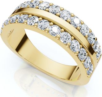 Pompeii3 1Ct Diamond Wedding Double Row Anniversary Ring Gold Lab Grown