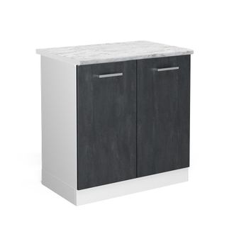 Vicco Armario Bajo Para Fregadero R-line, Hormig&oacute;n Negro, 80 Cm Et M&aacute;rmol
