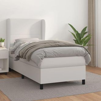 vidaXL Vidaxl - Cama Box Spring Con Colch&oacute;n Cuero Sint&eacute;tico Blanco 90x190 Cm