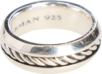 David Yurman Cable Inset Band Ring in Silver Sterling Silver Metal