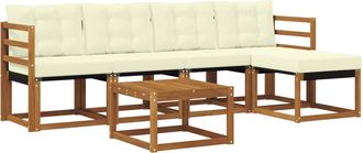 vidaXL Conjunto De Sof&aacute;s De Exterior 6 Uds. Natural Y Crema Vidaxl