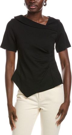 Gracia Asymmetrical Neck Ruched Solid Top