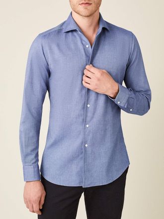 Luca Faloni Indigo Cotton (Brushed) Classic Shirt
