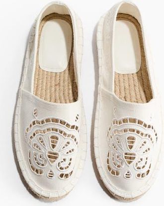 H&M Espadrilles with eyelet embroidery in White at Nordstrom, Size 10