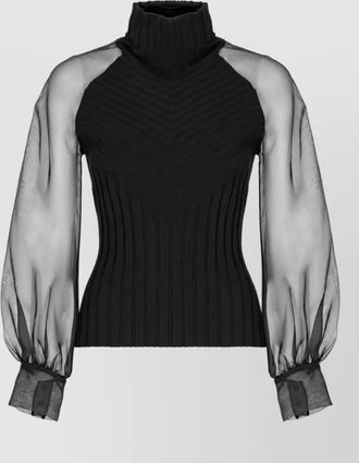 D.exterior ribbed high-neck long-sleeve top