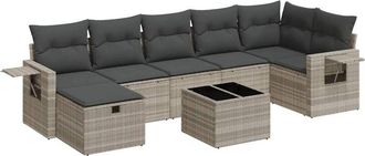 vidaXL Vidaxl - Set De Sof&aacute;s De Jard&iacute;n 8 Pzas Y Cojines Rat&aacute;n Sint&eacute;tico Gris