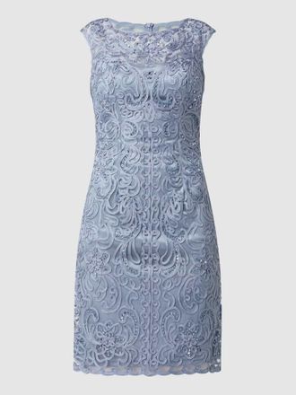 Luxuar Luxuar K&ouml;rpernahes Cocktailkleid mit Stickereien in Bleu, Gr&ouml;&szlig;e 32