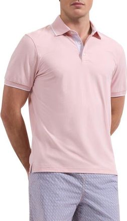 Bugatchi Performance Tipped Polo in Pink at Nordstrom, Size Xxx-Large