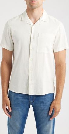 Solid Allan Solid Linen Blend Camp Shirt in Off White at Nordstrom, Size Xx-Large