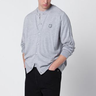 Maison Kitsun&eacute; Grey m&eacute;lange Fox Head wool cardigan