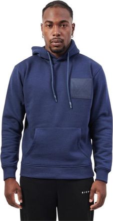 John Richmond Blauwe hoodie met logopatch - Heren - Hoodies - Blauw - L - Katoen - Hoodies & sweatvesten