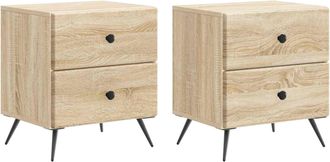 vidaXL Armario De Noche 2 Uds. Roble Sonoma 43 X 34,5 X 47,5 Cm Vidaxl