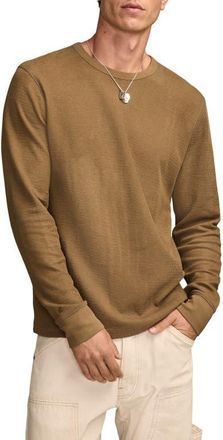Lucky Brand Duofold Textured Long Sleeve Cotton T-Shirt in Olive at Nordstrom, Size Xx-Large