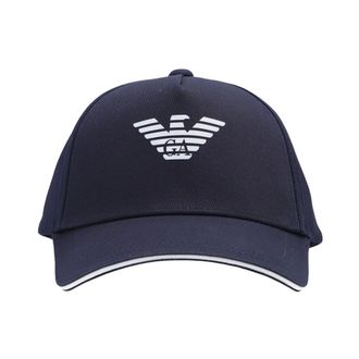 Emporio Armani Caps, male, Blue, Size: ONE SIZE Eagle-print baseball cap