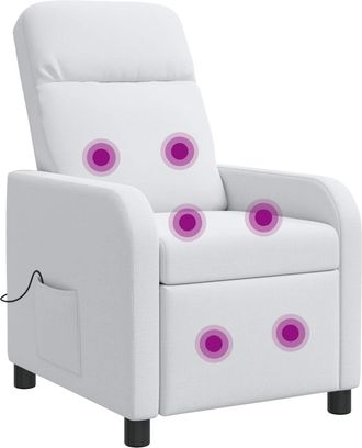 vidaXL Silla De Masajes Reclinable Blanco Tela Vidaxl