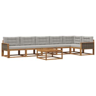 vidaXL Conjunto De Sof&aacute;s De Exterior 7 Pcs Natural Y Gris Claro Vidaxl