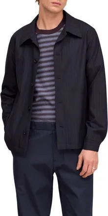Nn.07 Zander Pinstripe Shirt Jacket in Navy Stripe at Nordstrom, Size Xx-Large