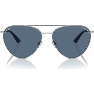 Jimmy Choo London 60mm Pilot Sunglasses in Silver /Dark Blue at Nordstrom