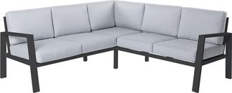 LOLAhome Sofá de jardín rinconera Thais grafito de aluminio