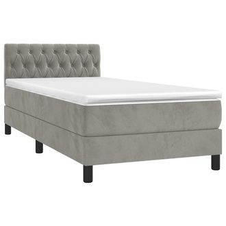 vidaXL Vidaxl - Cama Box Spring Con Colch&oacute;n Terciopelo Gris Claro 100x200 Cm