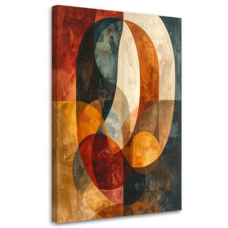 Feeby Impresi&oacute;n De Imagen, Abstracci&oacute;n Geom&eacute;trica En Tonos Beige Dorado Y Marr&oacute;n Rojizo, 80x120