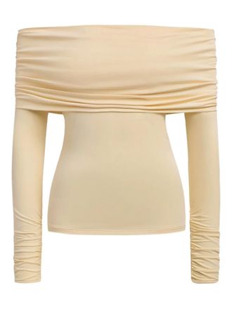 12 Storeez draped off-shoulder top - women - Polyester/Elastane - S - Neutrals