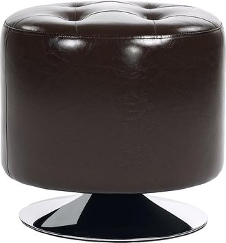 HOMCOM 360&deg; Swivel Foot Stool PU Footstool With Thick Padding Brown | TJ Hughes
