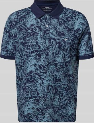 Fynch-Hatton Fynch-Hatton Regular Fit Poloshirt aus Baumwolle im Allover-Look in Marine, Gr&ouml;&szlig;e 3XL