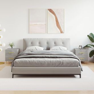 vidaXL Vidaxl - Mesita Noche 2 Uds Madera Ingenier&iacute;a Gris Hormig&oacute;n 40x35x47,5cm