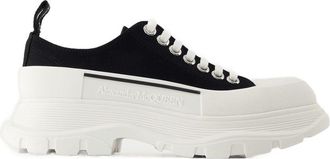 Alexander McQueen Womens Tread Slick Sneaker Black Canvas