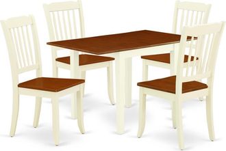 East West Furniture Dining Room Set Buttermilk & Cherry, NDDA5-WHI-W