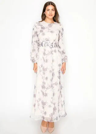 YAL New York Grey Garden Print Dress, Full Length