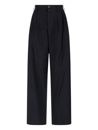 Uma Wang Black High-Waisted Wide-Leg Linen Trousers