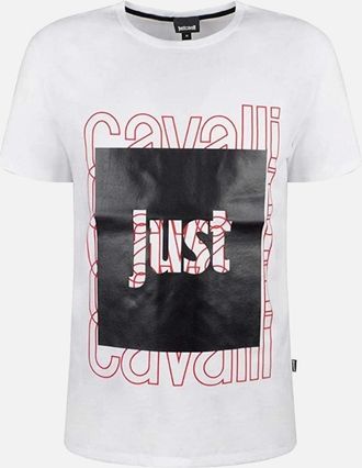 Just Cavalli Mens Just Cavalli Box Logo White T-Shirt - Size: 38
