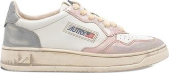 Autry White Leather Trainers with Pink Accents