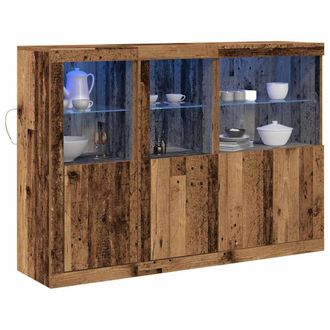 Berkfield Home Sideboard with LED Lights Old Wood 142.5x37x100 cm Engineered Wood in Brown