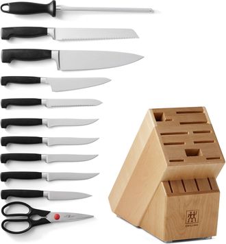 Zwilling Four Star 12-pc Birchwood Knife Block Set - Light Brown