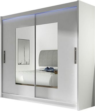 Mirjan24 Armario Closico 106, Blanco, 215x180x58cm, Puertas De Armario: Correderas, N&uacute;mero De Estantes: 5, Led