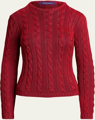 Ralph Lauren Cable-Knit Silk Crewneck Sweater