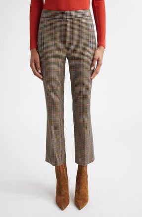 Veronica Beard Arte Plaid Crop Pants in Russet Multi at Nordstrom, Size 00