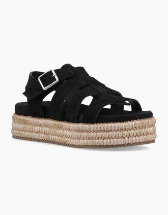 Hush Puppies Womens Hush Puppies Rosetta Gladiator Leather Womens Black/Tan Sandals - Size: 4