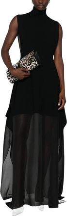 Sportmax Jurk met asymmetrische zoom zonder mouwen - Dames - Avondkleed - Zwart - S - Polyester - Kleedjes