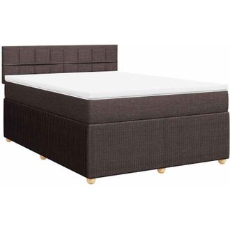 vidaXL Vidaxl - Cama Box Spring Con Colch&oacute;n Tela Marr&oacute;n Oscuro 140x200 Cm