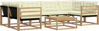vidaXL Conjunto De Sof&aacute;s De Exterior 7 Uds. Blanco Y Crema Vidaxl