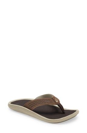 Olukai Ulele Flip Flop in Dark Wood/dark Wood at Nordstrom, Size 13