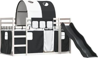 vidaXL Vidaxl - Bunk Bed without Mattress with Slide White and Black 90x200 cm